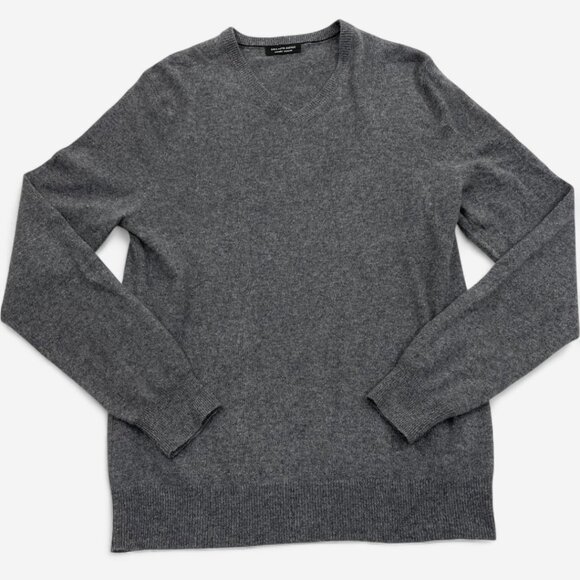 Saks Fifth Avenue Men's Gray Cashmere V-Neck Long Sleeve Sweater Size Medium - Picture 1 of 5